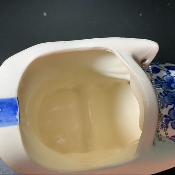 Vintage Ash Tray Boot Magic Mountain Souvenir White Blue Lace Up Floral - Picture 5 of 8